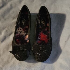 Dominique Glitter Black Bow Loafers